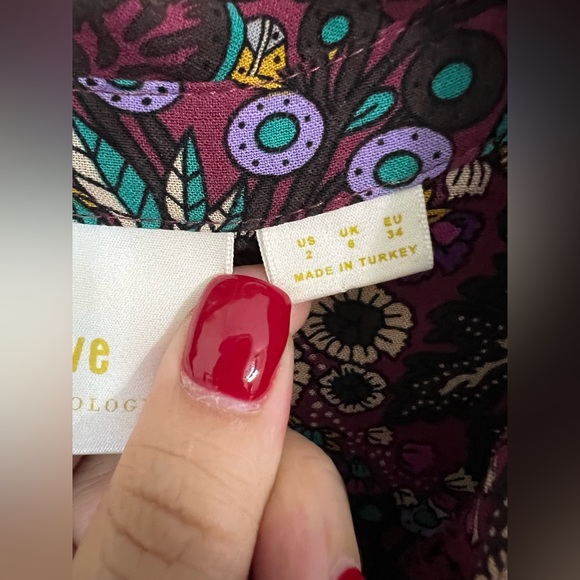 Anthropologie Maeve Janie Button Front Peasant Blouse Size 2 - Picture 5 of 8